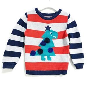 Marks and Spencer Dinosaur Christmas Tree Striped Sweater